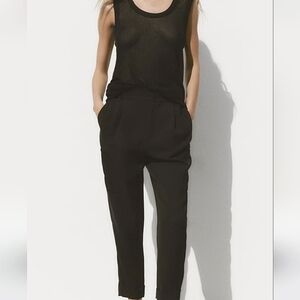 Zara Black Cropped Tapered Cargo Pants